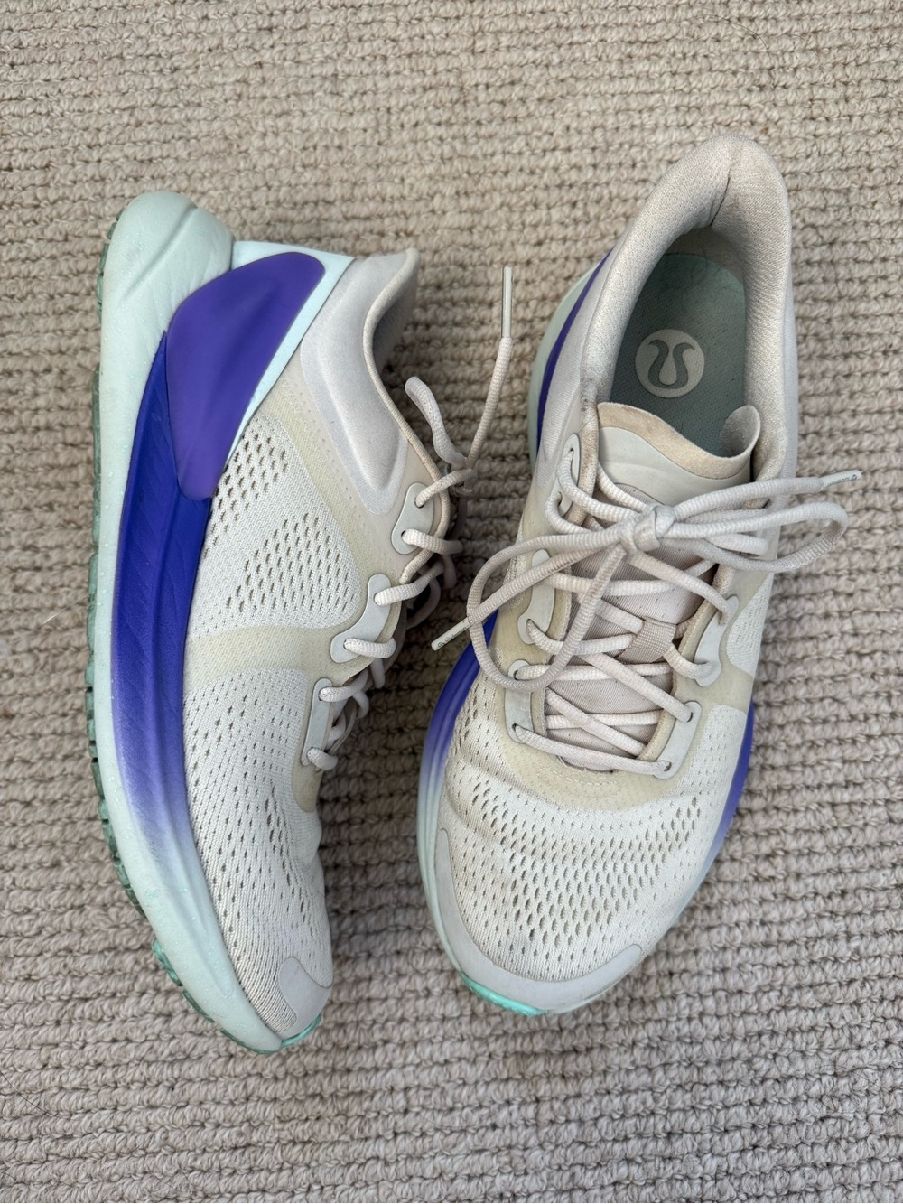 lululemon athletica Women's Athletic Shoes - Cream with Purple Accent
